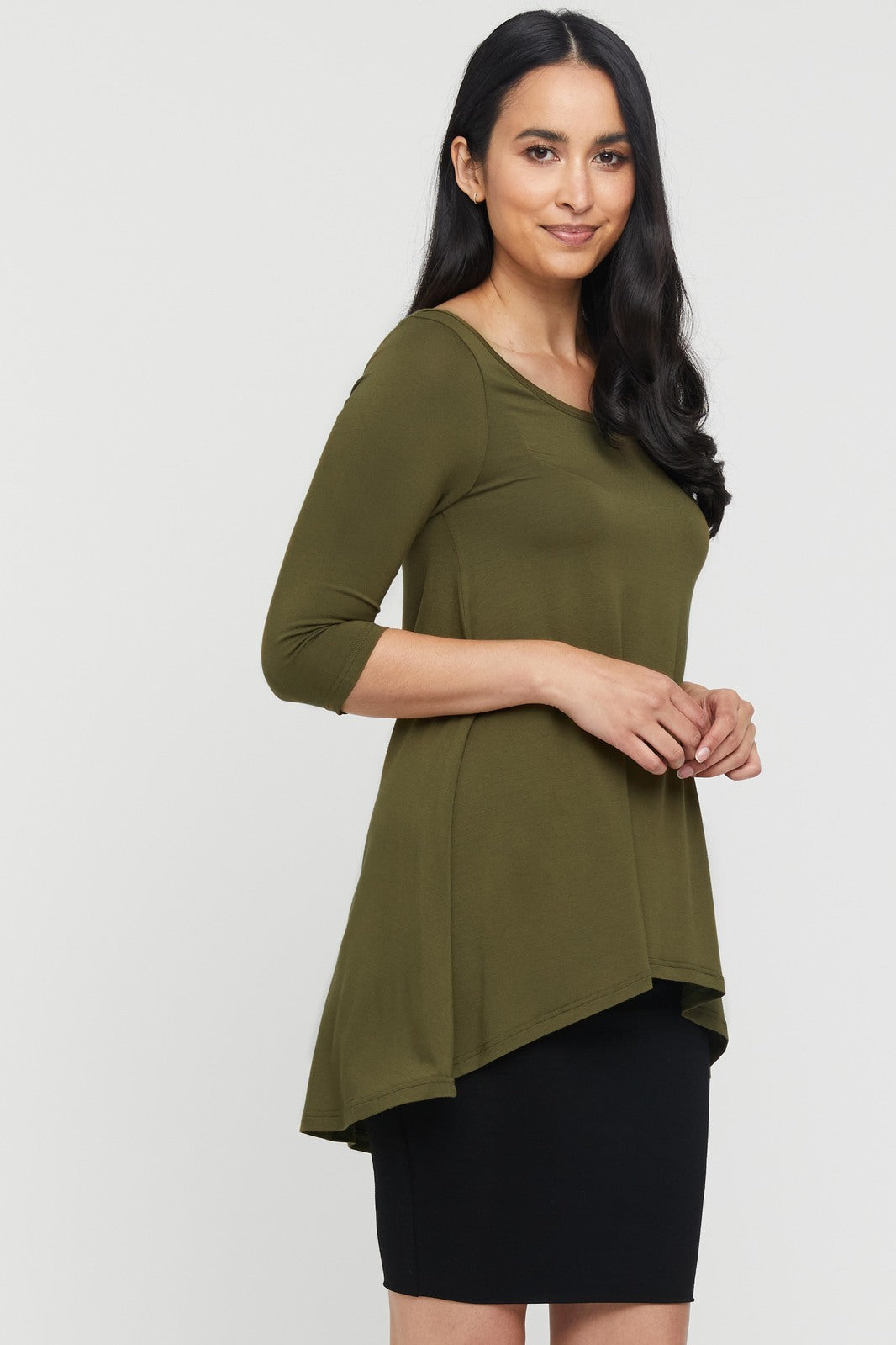 Hi Lo Hem Top - Dark Olive