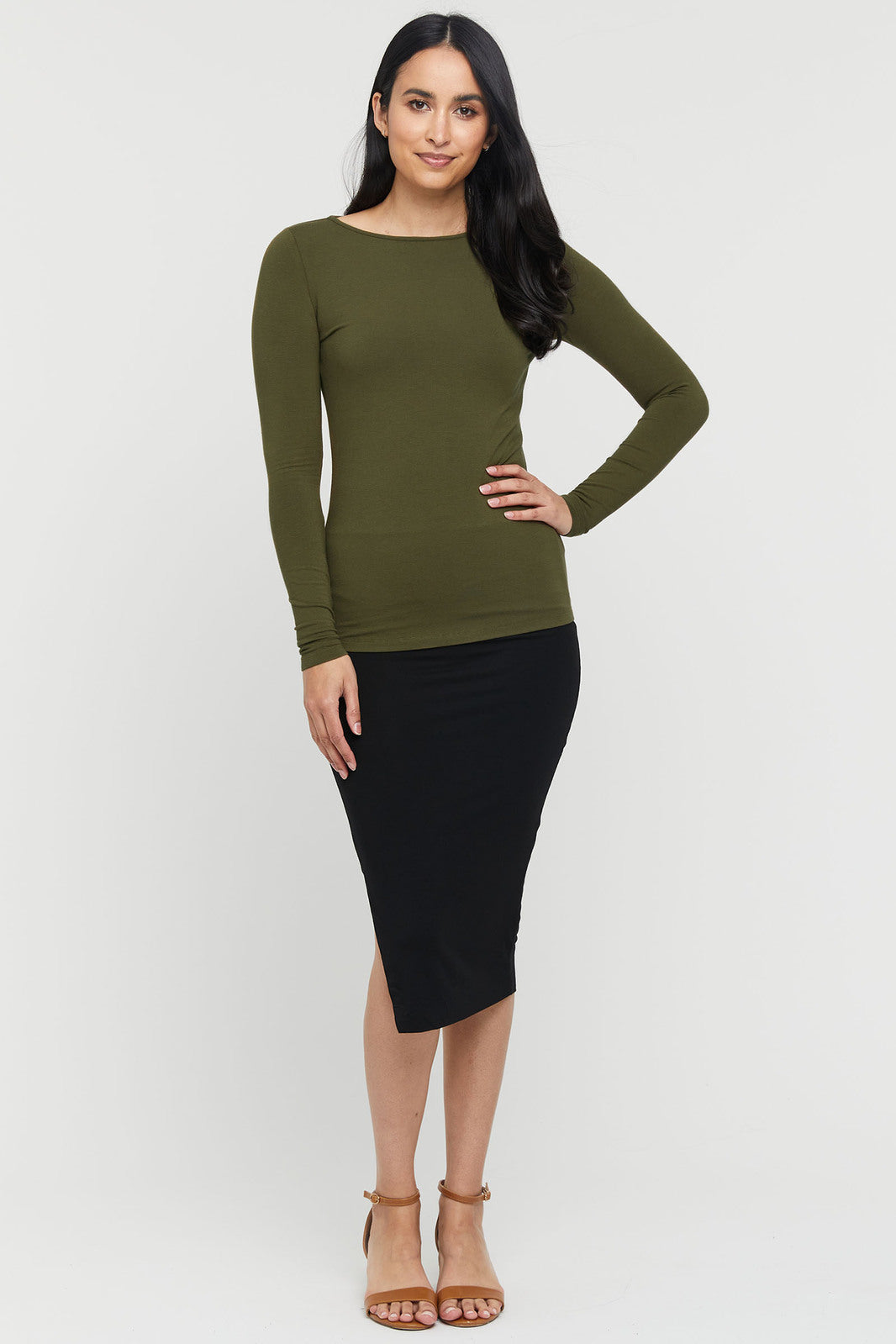 Amy Boatneck Top - Dark Olive