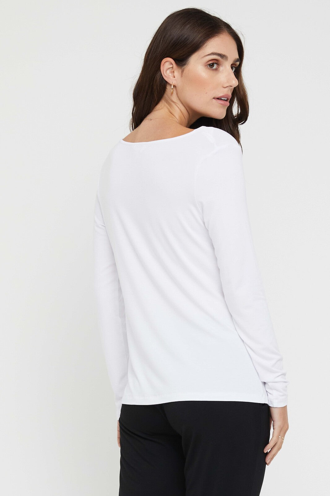 Long Sleeve Cowl Neck Top - White