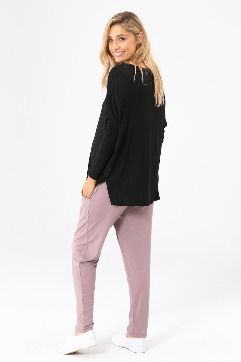 Liv Long Sleeve Slouch Top - Black