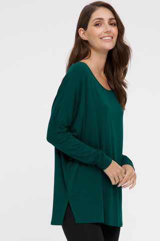 Liv Long Sleeve Slouch Top - Dark Emerald | Bamboo Body