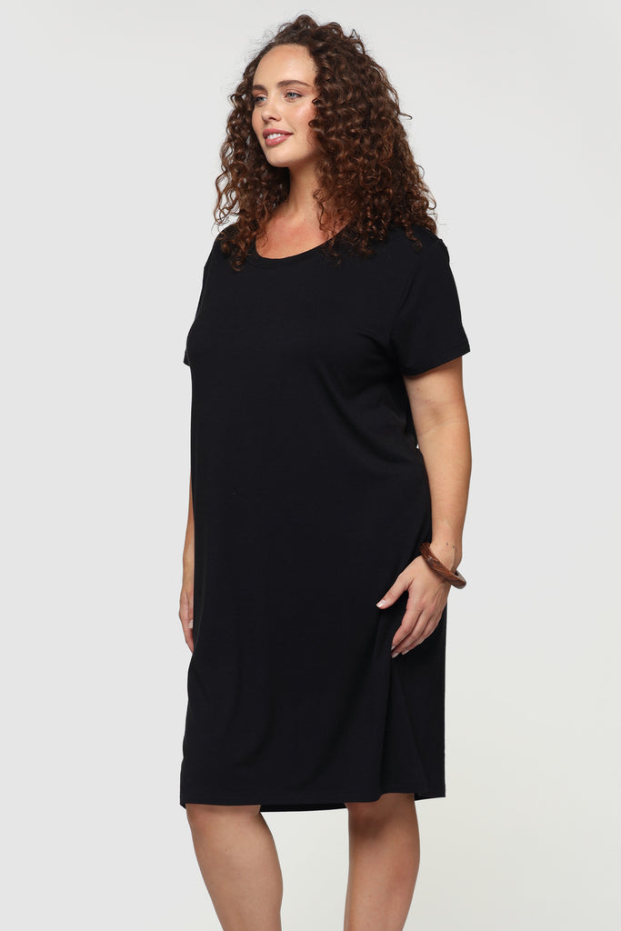 Bamboo T-Shirt Dress - Black | Bamboo Body