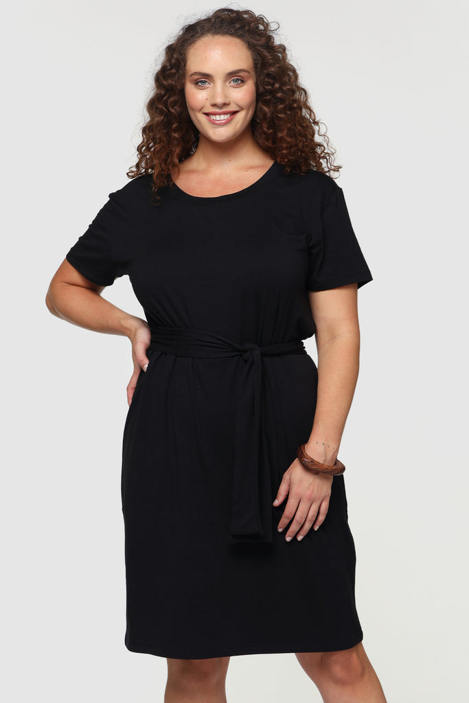 Bamboo T-Shirt Dress - Black | Bamboo Body