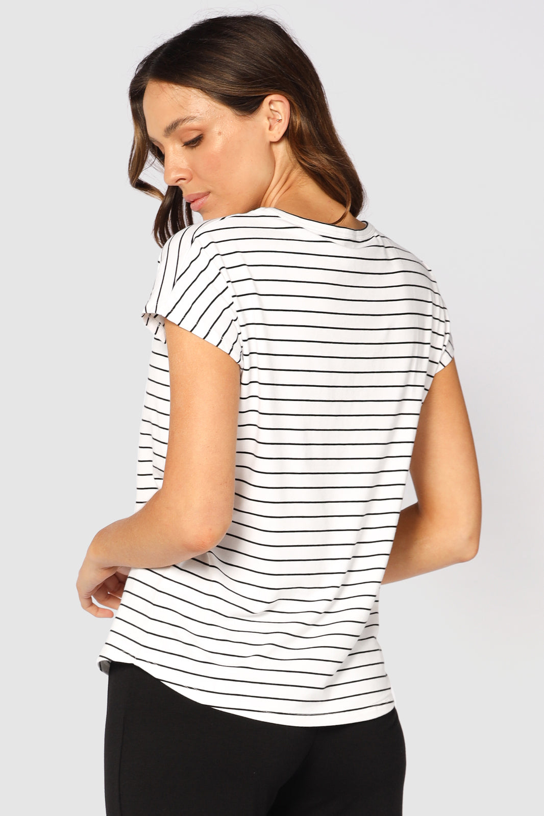 Eadie Top - White & Black Stripe