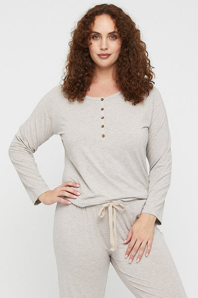 Long Sleeve Henley Top - Twilight