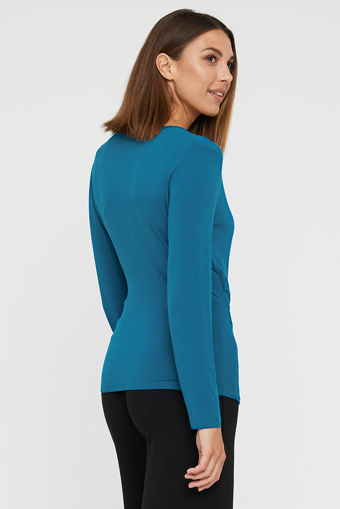 L/S Cross Front Top - Dark Teal