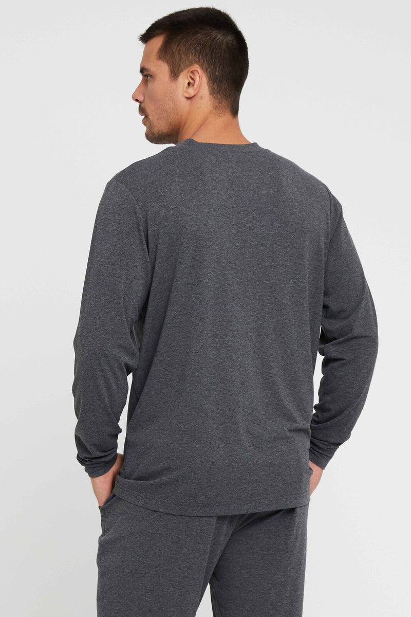 Men's Long Sleeve Crew Neck - Charcoal | Bamboo Body