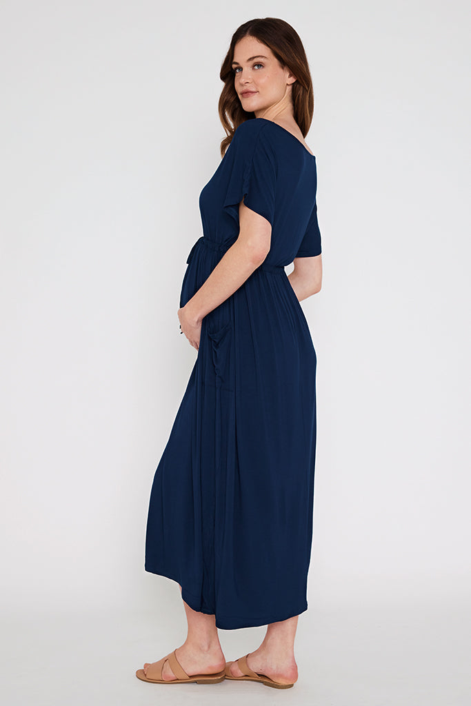 Mila Maxi Maternity Dress - Navy