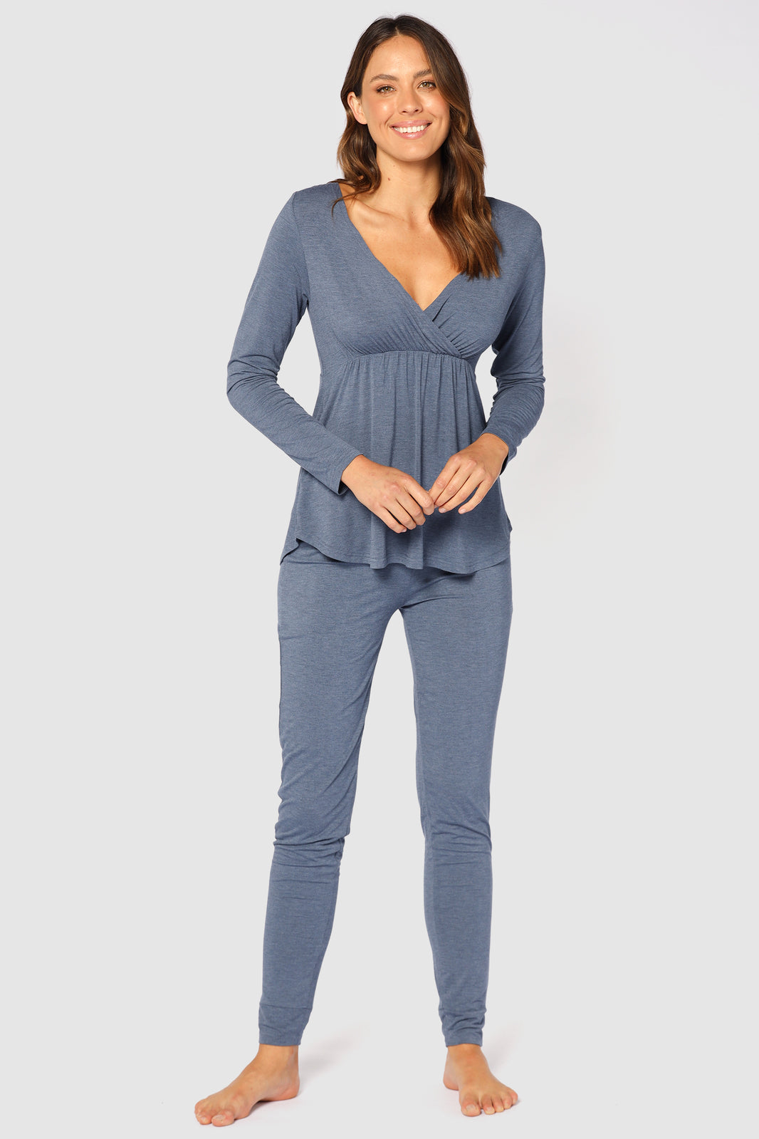 Long Sleeve Cross Front PJ Top - Twilight