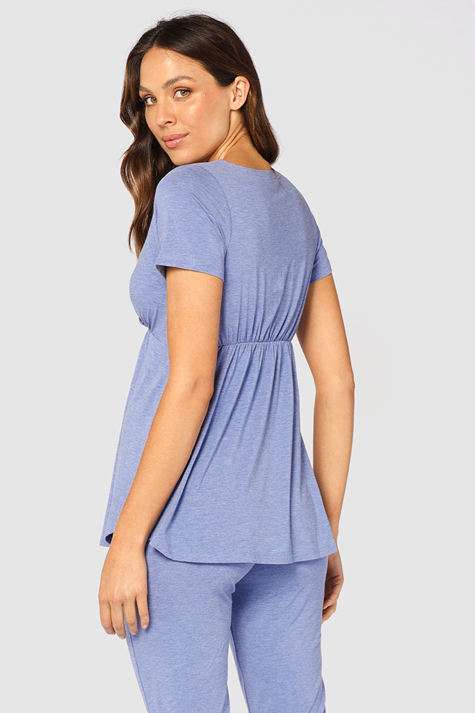 Short Sleeve Cross Front PJ Top - Lavender