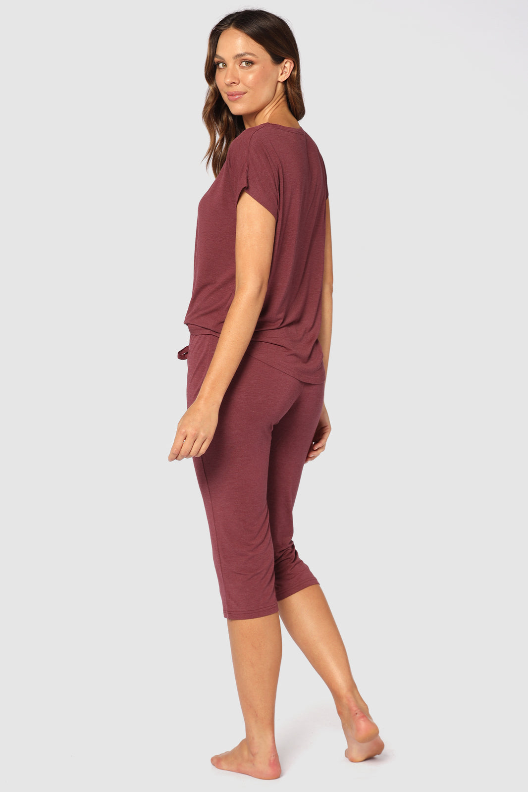 3/4 PJ Pant - Burgundy