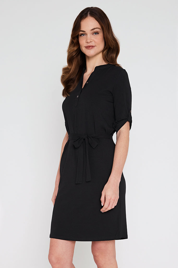 Tab Sleeve Dress- Black