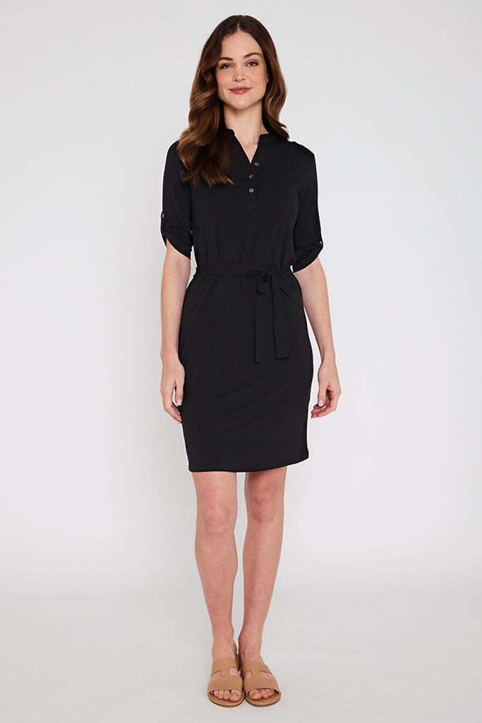 Tab Sleeve Dress- Black