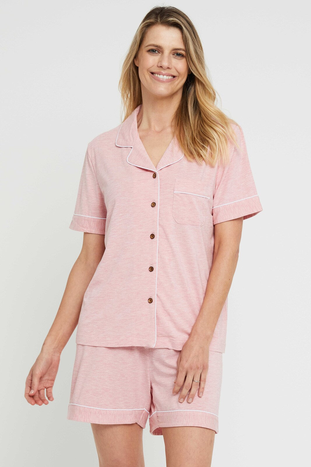 Women's bamboo pyjama set rose front